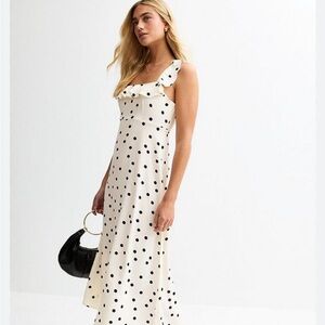 EUC Old Navy White and Black Polka Dot Ruffle Sleeveless Dress Sz 2X